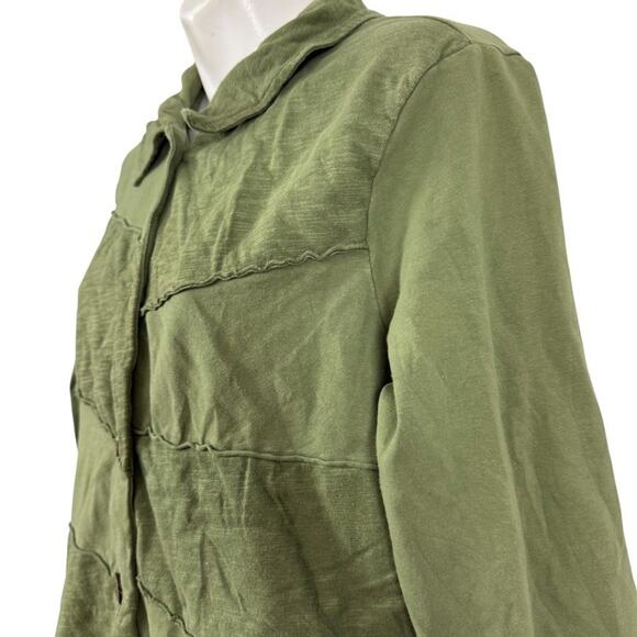 Habitat Womens Olive Green Lagenlook Stretch Cotton Knit Jacket Button Up sz S - Picture 10 of 16
